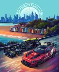 Rule 34 | 1boy, 2023, absurdres, andrew mytro, beach, car, city, commentary, driving, english commentary, forest, formula one, formula racer, highres, lewis hamilton, melbourne, mercedes-benz, mercedes-benz amg gt, motor vehicle, nature, ocean, official art, promotional art, race vehicle, racecar, real life, spoiler (automobile), sports car, stitched, third-party edit, tree, vehicle focus, water