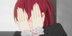 Rule 34 | 10s, 1girl, animated, animated gif, blush, covering face, free!, lowres, matsuoka gou, ponytail, red eyes, red hair, tagme