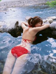 Rule 34 | ass, bikini, highres, hoshino aki, onsen, photo (medium), rapture, swimsuit, twintails