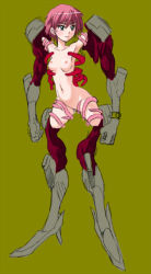 Rule 34 | amputee, armpits, breasts, green eyes, nude, pink hair, prosthesis, quadruple amputee, simple background, tentacles