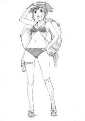 Rule 34 | 1girl, bikini, graphite (medium), greyscale, monochrome, naruko hanaharu, sketch, solo, swimsuit, traditional media
