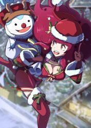 Rule 34 | 1girl, absurdres, animal ears, blue cape, bodysuit, breasts, cape, christmas, cianter, cleavage, facial mark, fake animal ears, fire emblem, fire emblem engage, fire emblem heroes, hair ornament, hat, highres, holding, holding sack, holly hair ornament, large breasts, multicolored clothes, nintendo, official alternate costume, red bodysuit, red cape, red nose, sack, santa hat, sommie (fire emblem), star (symbol), star facial mark, star hair ornament, star print, two-tone cape, yunaka (fire emblem), yunaka (fire emblem) (spirited envoy)