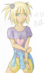 Rule 34 | 1girl, blonde hair, bracelet, green eyes, jewelry, kufei, mahou sensei negima!, shorts