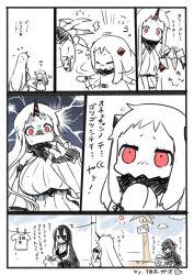 Rule 34 | !, &gt; &lt;, 10s, 4girls, abyssal ship, basket, battleship princess, black hair, breasts, claws, clothes writing, clothesline, comic, crying, closed eyes, flying sweatdrops, gothic lolita, horns, isolated island oni, kantai collection, large breasts, laundry, lolita fashion, long hair, mittens, multiple girls, northern ocean princess, pale skin, palm tree, headpat, red eyes, seaport princess, shaking head, single horn, ^^^, tears, tree, trembling, waving arms, white hair, yuzuki gao