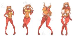 Rule 34 | !, !?, 1girl, ?, age progression, aged up, ass, before and after, blue eyes, bodysuit, bouncing breasts, breast expansion, breasts, breasts out, brown hair, cleft of venus, covered navel, curvy, drugs, embarrassed, evangelion: 2.0 you can (not) advance, female ejaculation, full body, gloves, hair ornament, hand on own hip, highres, huge breasts, jumping, large areolae, legs together, long hair, medium breasts, moaning, navel, neon genesis evangelion, nipples, plugsuit, pubic hair, pussy, pussy juice, rebuild of evangelion, red bodysuit, satsuki mogura, see-through, see-through bodysuit, sequential, shiny clothes, simple background, skin tight, solo, souryuu asuka langley, surprised, sweat, test plugsuit, torn clothes, trembling, twintails, white background, wide hips