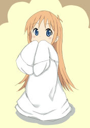 Rule 34 | 1girl, blonde hair, blue eyes, covering own mouth, full body, lab coat, long hair, looking at viewer, nichijou, professor shinonome, shisui (shisui0178), sleeves past fingers, sleeves past wrists, solo, standing