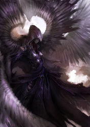 Rule 34 | 1girl, adapted costume, dc comics, feathered wings, hood, raven (dc), solo, tunic, wings