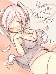Rule 34 | 1girl, bad id, bad pixiv id, blush, bottomless, grabbing another&#039;s breast, breasts, character name, cleavage, fire emblem, fire emblem awakening, grabbing, groping, large breasts, nintendo, one eye closed, robin (female) (fire emblem), robin (fire emblem), solo, teu (navy), twintails, white hair, yellow eyes