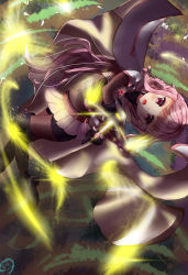 Rule 34 | 1girl, aiming, aiming at viewer, black gloves, bow, cloak, gloves, highres, hood, hooded cloak, looking at viewer, magia record: mahou shoujo madoka magica gaiden, magical girl, mahou shoujo madoka magica, navel, open mouth, pink eyes, pink hair, skirt, solo, tamaki iroha, weapon