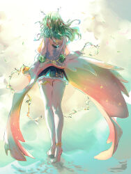 Rule 34 | 1girl, antlers, apple, back, ceres fauna, flower, food, from behind, fruit, full body, golden apple, grey hair, hair flower, hair ornament, highres, hololive, hololive english, horns, long hair, skirt, solo, tallgeese (lgeesel), thighhighs, virtual youtuber, white thighhighs, zettai ryouiki