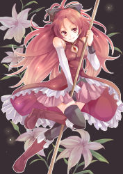 Rule 34 | 10s, 1girl, absurdres, bad hands, bad id, bad pixiv id, boots, highres, mahou shoujo madoka magica, mahou shoujo madoka magica (anime), sakura kyoko, shishina, solo, thighhighs