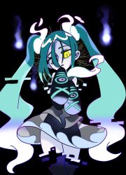 Rule 34 | 1girl, artist request, creatures (company), game freak, ghost, ghost miku (project voltage), hatsune miku, highres, nintendo, pokemon, project voltage, solo, twintails, vocaloid, yellow eyes
