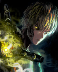 Rule 34 | 1boy, bad id, bad pixiv id, black sclera, blonde hair, closed mouth, colored sclera, crown, genos, highres, male focus, matcho, one-punch man, short hair, solo, yellow eyes