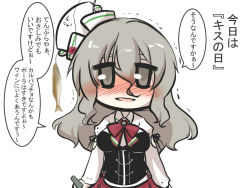 Rule 34 | 10s, 1girl, ascot, blush, bottle, breasts, check translation, chibi, commentary request, drunk, fish, fishing, fishing rod, goma (gomasamune), grey eyes, grey hair, hair between eyes, hat, holding, holding bottle, kantai collection, large breasts, living clothes, long hair, mini hat, open mouth, pola (kancolle), sidelocks, sketch, solo, translation request