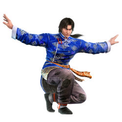 Rule 34 | 1boy, 3d, absurdres, black hair, chinese clothes, fighting stance, highres, lei wulong, male focus, namco, official art, serious, solo, tekken, tekken 2