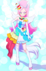 Rule 34 | + +, 1girl, amawa kazuhiro, animal ears, asymmetrical clothes, blue hairband, boots, breasts, closed mouth, collarbone, cure parfait, earrings, elbow gloves, fake animal ears, full body, gloves, green eyes, hairband, hand on own hip, high ponytail, highres, horse ears, horse tail, jewelry, kirahoshi ciel, kirakira precure a la mode, knee boots, layered skirt, long hair, looking at viewer, miniskirt, necklace, parted bangs, pegasus wings, pink hair, precure, shadow, skirt, small breasts, smile, solo, strapless, tail, very long hair, white footwear, white gloves, white skirt
