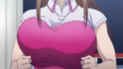 Rule 34 | 10s, 1girl, animated, animated gif, bouncing breasts, breasts, brown hair, getsuyoubi no tawawa, head out of frame, jogging, large breasts, long hair, solo, trainer-san (tawawa)