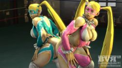 Rule 34 | 20s, 2girls, 3d, alternate color, animated, artist name, ass, ass-to-ass, back, bent over, blonde hair, blue eyes, blueversusred, breasts, capcom, domino mask, female focus, frills, green leotard, grinding, hands on thighs, huge ass, indoors, interior, knee pads, large breasts, leotard, logo, long hair, looking back, looping animation, mask, multiple girls, muscular, muscular female, patreon logo, patreon username, pink leotard, player 2, rainbow mika, revealing clothes, rubbing, source filmmaker (medium), standing, street fighter, street fighter v, toned, toned female, twintails, video, watermark, web address, wrestler, wrestling mask, wrestling outfit, wrestling ring, yuri