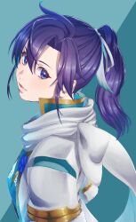 Rule 34 | 1girl, aduti momoyama, blue eyes, closed mouth, commentary request, fir (fire emblem), fir (resplendent) (fire emblem), fire emblem, fire emblem: the binding blade, fire emblem heroes, hair intakes, hair ribbon, highres, long hair, looking to the side, nintendo, ponytail, purple hair, ribbon, solo, upper body, white ribbon