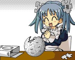 Rule 34 | 1girl, animated, animated gif, jigsaw puzzle, lowres, maid, puzzle, smile, solo, sunnychow, wikipe-tan, wikipedia