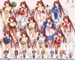 Rule 34 | 6+girls, alternate costume, animal ears, apron, ayane (doa), ayane (doa) (cosplay), balancing, bare shoulders, bespectacled, bikini, blue one-piece swimsuit, blush, bow, bowtie, breasts, breasts apart, brown eyes, brown legwear, chibi, choker, cleavage, clock, closed mouth, cloud, cocktail glass, cosplay, covered erect nipples, crescent moon, crop top, cup, cutoffs, dated, dead or alive, denim, denim shorts, detached collar, dr.p, drink, drinking glass, english text, enmaided, everyone, fake animal ears, folded ponytail, food, frilled apron, frills, fruit, full body, glasses, gym shirt, gym uniform, hairband, hand on own hip, hand on own knee, hand on own thigh, highleg, highleg leotard, himeyuri ruri, himeyuri sango, holding, holding food, holding tray, japanese clothes, kasumi (doa), kasumi (doa) (cosplay), komaki manaka, kousaka tamaki, large breasts, leaning forward, legs apart, leotard, light smile, loafers, long hair, long sleeves, looking at viewer, lucy maria misora, maid, maid apron, maid headdress, midriff, moon, multiple girls, multiple persona, naked apron, navel, neck ribbon, ninja, no pants, old school swimsuit, one-piece swimsuit, onigiri, panties, pantyhose, pelvic curtain, pink background, playboy bunny, pleated skirt, rabbit ears, red hair, ribbon, sandals, sasamori karin, school swimsuit, school uniform, screencap, serafuku, shadow, shirt, shoes, short shorts, shorts, siblings, simple background, sisters, skirt, unworn skirt, smile, socks, standing, straight hair, strapless, strapless leotard, sun, sunglasses, swimsuit, tank top, taut clothes, thighhighs, to heart (series), to heart 2, tonami yuma, tray, twins, underwear, very long hair, watermelon, white bikini, white legwear, white panties, wrist cuffs, wrist guards, yuzuhara konomi, zettai ryouiki