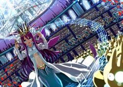 Rule 34 | 1girl, bad id, bad pixiv id, band, bangle, baton, conductor baton, beamed quavers, blue eyes, blurry, bracelet, breasts, cleavage, conductor, coral, crowd, depth of field, detached sleeves, eel, fins, fish, frills, gears, ginhaha, hair ornament, harp, head fins, hermit crab, instrument, jewelry, long hair, long sleeves, mermaid, monster girl, musical note, navel, open mouth, orchestra, purple hair, puzzle &amp; dragons, quaver, seahorse, siren (p&amp;d), solo, stadium, staff (music), tiara, trumpet, underwater, very long hair, violin