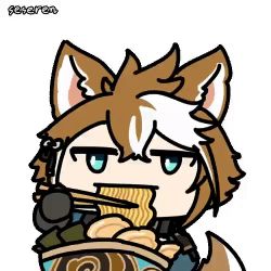 Rule 34 | 1girl, animal ears, animated, animated gif, eating, food, lowres, noodles, ramen, seseren, short hair, tail