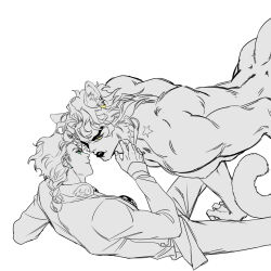 Rule 34 | 2boys, animal ears, braid, dio brando, father and son, giorno giovanna, huang lia, incest, jojo no kimyou na bouken, lion boy, lion ears, lion tail, long hair, male focus, monochrome, multiple boys, muscular, muscular male, nude, size difference, smile, tail, vento aureo, yaoi