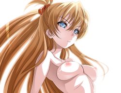 Rule 34 | 00s, 1girl, alternate breast size, blue eyes, breasts, collarbone, completely nude, evangelion: 2.0 you can (not) advance, eyelashes, hair ornament, image sample, lips, long hair, looking at viewer, md5 mismatch, medium breasts, neon genesis evangelion, nipples, nude, orange hair, pixiv sample, rebuild of evangelion, saburou (hgmg), simple background, solo, souryuu asuka langley, white background