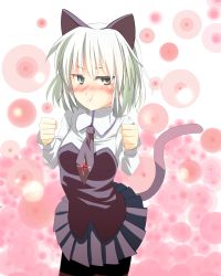 Rule 34 | animal ears, blush, green eyes, necktie, pout, sanya v. litvyak, silver hair, skirt, strike witches, tail, unier, world witches series