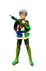 Rule 34 | 1boy, boots, dark-skinned male, dark skin, full body, gloves, green footwear, green gloves, green jacket, green pants, grey hair, hand on own chest, highres, ice skates, jacket, king of prism, king of prism: shiny seven stars, legs apart, long sleeves, looking at viewer, male focus, nishina kazuki, official art, open mouth, pants, pointing, pretty rhythm, pretty series, sash, second-party source, short hair, shoulder sash, simple background, skates, smile, solo, spiked hair, standing, tachi-e, thigh boots, transparent background