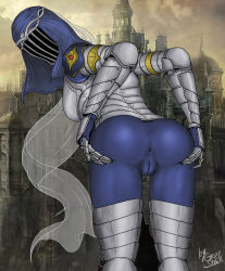 Rule 34 | 1girl, anus, armor, ass, dancer of the boreal valley, dark souls (series), dark souls i, dark souls iii, gray skull, highres, looking back, mask, pussy