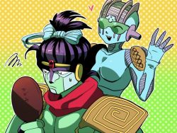 Rule 34 | ^ ^, ^o^, android, closed eyes, expressionless, glasses, goggles, gradient background, green background, happy, heart, holding, jojo no kimyou na bouken, kamiura, machinery, md5 mismatch, mirror, no humans, non-web source, ribbon, smile, stand (jojo), star platinum, stone free, translation request, waving, yellow background