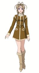 Rule 34 | 1girl, aa megami-sama, antenna hair, belldandy, blue eyes, boots, brown footwear, brown hair, coat, facial mark, forehead mark, fujishima kousuke, full body, fur-trimmed boots, fur-trimmed coat, fur-trimmed jacket, fur-trimmed sleeves, fur boots, fur collar, fur trim, jacket, knee boots, long hair, long sleeves, looking at viewer, non-web source, official art, smile, solo, standing, white background, winter clothes, winter coat