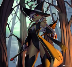 Rule 34 | digimon, digimon (creature), fox girl, furry, hat, original, renamon, tail, witch, witch hat