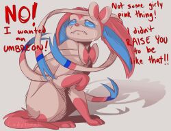 Rule 34 | absurdres, abuse, blue eyes, bow, creatures (company), crying, crying with eyes open, english text, fangs, game freak, gen 6 pokemon, highres, lady beek, nintendo, no humans, pokemon, pokemon (creature), prehensile ribbon, ribbon, sylveon, tears
