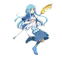 Rule 34 | asuna (sao-alo), blue eyes, blue hair, long hair, official art, staff, sword art online, tagme, warrior