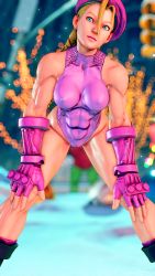 Rule 34 | 1girl, 3d, absurdres, alternate color, antenna hair, bare shoulders, blonde hair, blue eyes, braid, breasts, cameltoe, cammy white, clenched hand, covered navel, curvy, flexible, gloves, hat, highleg, highleg leotard, highres, leotard, lips, long hair, medium breasts, pink gloves, pink hat, pink leotard, ryona, screencap, shiny clothes, solo, street fighter, street fighter v, thighs, third-party edit, thong leotard, twin braids, very long hair, wide hips