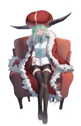 1girl alternate_hairstyle aqua_hair aqua_necktie black_shorts black_thighhighs blue_hair book cape closed_eyes couch crown crying dress_shirt fur-trimmed_cape fur_trim hair_between_eyes hatsune_miku head_tilt highres horns long_sleeves murumuru_(pixiv51689952) necktie no_shoes on_couch open_book red_cape shirt short_hair_with_long_locks shorts simple_background sitting solo tears the_beast_(vocaloid) thighhighs vocaloid white_background white_shirt