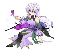 Rule 34 | bare shoulders, breasts, bug, butterfly, cape, circlet, cosplay, deirdre (fire emblem), deirdre (fire emblem) (cosplay), dress, fire emblem, fire emblem: genealogy of the holy war, insect, julia (fire emblem), long hair, medium breasts, nintendo, purple dress, purple eyes, purple hair, simple background, yukia (firstaid0)