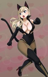Rule 34 | 1girl, animal ears, blonde hair, blue eyes, boots, breasts, cat ears, cat tail, cleavage, eden&#039;s zero, elbow gloves, gaston18, gloves, high heel boots, high heels, large breasts, long hair, rebecca bluegarden, tagme, tail