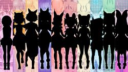 Rule 34 | 6+girls, animal ears, bat ears, bat girl, brown long-eared bat (kemono friends), caracal (kemono friends), cat ears, cat girl, cat tail, chipmunk ears, chipmunk girl, chipmunk tail, coyote (kemono friends), dire wolf (kemono friends), extra ears, fox ears, fox girl, fox tail, geoffroy&#039;s cat (kemono friends), highres, humboldt penguin (kemono friends), island fox (kemono friends), jungle cat (kemono friends), kemono friends, kemono friends v project, large-spotted genet (kemono friends), long hair, multiple girls, official art, penguin girl, short hair, siberian chipmunk (kemono friends), simple background, tail, virtual youtuber, wolf ears, wolf girl, wolf tail