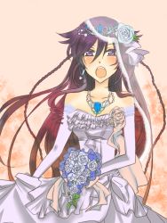 Rule 34 | 00s, 1girl, alice (pandora hearts), dress, flower, long hair, pandora hearts, purple eyes, solo, wedding dress