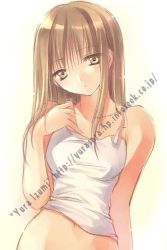 Rule 34 | 1girl, brown eyes, brown hair, camisole, izumi yura, long hair, navel, original, solo, tank top