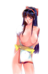 Rule 34 | 1girl, breasts, large breasts, nakoruru, nipples, open clothes, open shirt, pelvic curtain, samurai spirits, shirt, solo