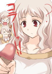Rule 34 | 00s, 3girls, ?, albino, angry, breasts, censored, closed mouth, collarbone, disembodied penis, eyebrows, fate/kaleid liner prisma illya, fate/stay night, fate (series), handjob, illyasviel von einzbern, leysritt (fate), long hair, looking at penis, mosaic censoring, multiple girls, penis, red eyes, sella (fate), sidelocks, staring, wavy hair, white hair
