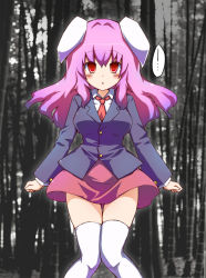 1girl blush breasts chikyuujin_a female_focus forest nature pink_hair plant reisen_udongein_inaba skirt solo time_stop touhou