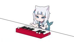 Rule 34 | 1girl, animal ears, animated, audible music, audible speech, bad id, bad twitter id, blue eyes, blue hair, bongo cat, cat ears, channel ( caststation), english audio, fins, fish tail, gawr gura, gawr gura (casual), hololive, hololive english, instrument, kemonomimi mode, keyboard (instrument), meme, multicolored hair, music, open mouth, paw pose, playing instrument, shark tail, side ponytail, silver hair, solo, sound, spinning, streaked hair, tail, video, virtual youtuber