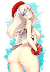 Rule 34 | 10s, 1girl, alisa ilinichina amiella, ass, blue eyes, bottomless, breasts, commission, fizintine, from behind, god eater, highres, large breasts, nipples, no panties, silver hair, smile, solo