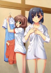 Rule 34 | 2girls, absurdres, aizawa yasumi, aoi shiro, hal, highres, multiple girls, osanai shouko, short hair, undressing